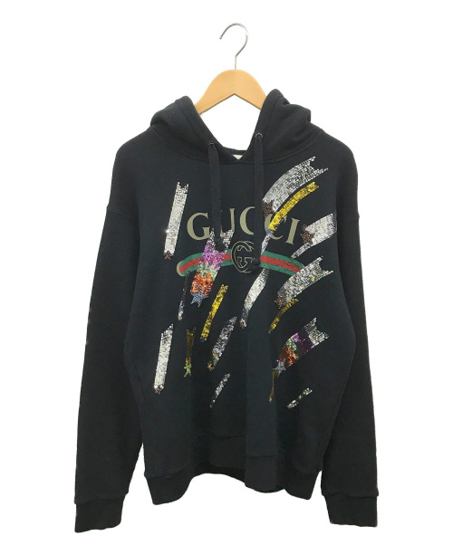GUCCI（グッチ）GUCCI (グッチ) シューティングスターロゴパーカー ブラック サイズ:Sの古着・服飾アイテム