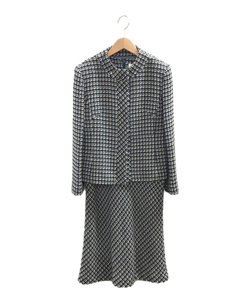 BALENCIAGA（バレンシアガ）BALENCIAGA (バレンシアガ) [古着]ヴィンテージセットアップワンピース ブルー×ブラック サイズ:40の古着・服飾アイテム