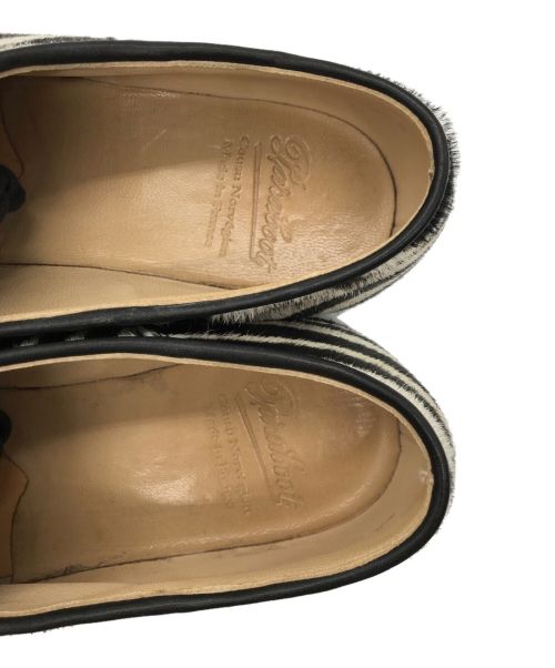 PARABOOT（パラブーツ）PARABOOT (パラブーツ) ミカエルゼブラ柄ハラコチロリアンシューズ ホワイト×ブラック サイズ:42の古着・服飾アイテム