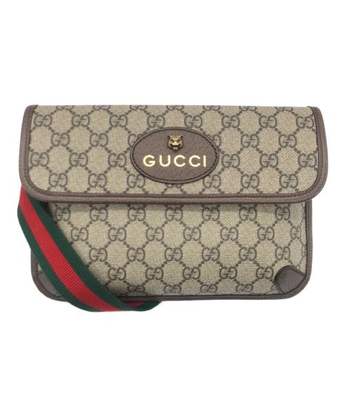 GUCCI（グッチ）GUCCI (グッチ) GGスプリーム ベルトバッグ ベージュ×ブラウンの古着・服飾アイテム
