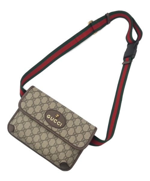 GUCCI（グッチ）GUCCI (グッチ) GGスプリーム ベルトバッグ ベージュ×ブラウンの古着・服飾アイテム