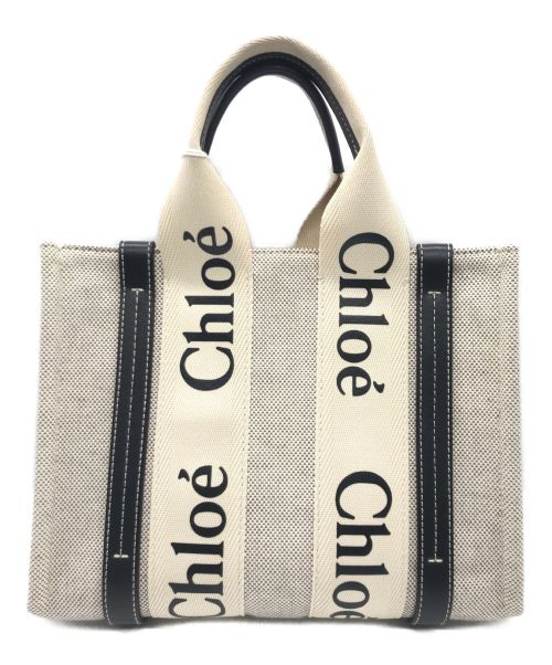 Chloe（クロエ）Chloe (クロエ) WOODYスモールトートバッグ ベージュ×ブラック サイズ:-の古着・服飾アイテム