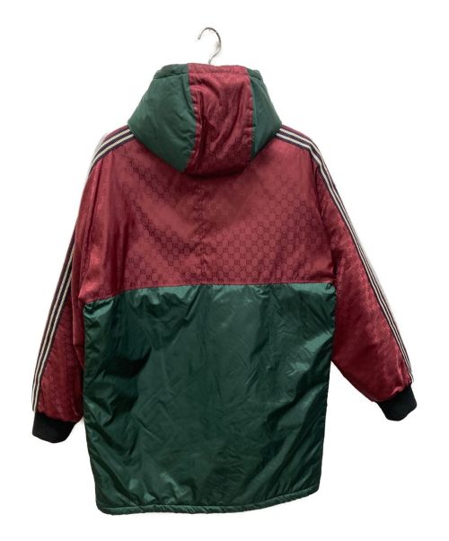 GUCCI（グッチ）GUCCI (グッチ) ジャガードシェリーライン ナイロンコート レッド×グリーン サイズ:46の古着・服飾アイテム