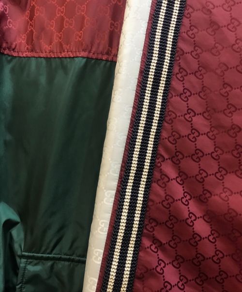 GUCCI（グッチ）GUCCI (グッチ) ジャガードシェリーライン ナイロンコート レッド×グリーン サイズ:46の古着・服飾アイテム