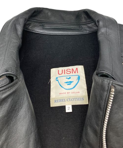 UNDERCOVERISM（アンダーカバー）UNDERCOVERISM (アンダーカバーイズム) UISM アームニット切り替え レザー シングル ライダースジャケット ブラック サイズ:2の古着・服飾アイテム