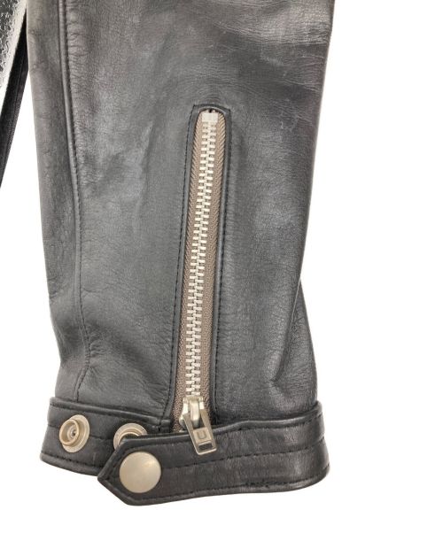 UNDERCOVERISM（アンダーカバー）UNDERCOVERISM (アンダーカバーイズム) UISM アームニット切り替え レザー シングル ライダースジャケット ブラック サイズ:2の古着・服飾アイテム