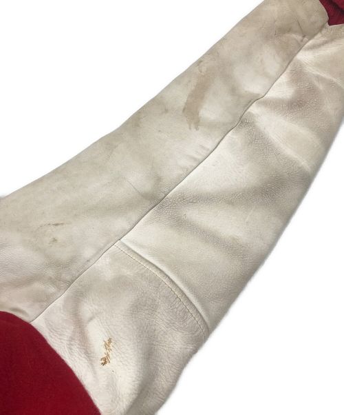 SAND KNIT（サンドニット）SAND KNIT (サンドニット) 袖レザー切替スタジャン レッド サイズ:36の古着・服飾アイテム