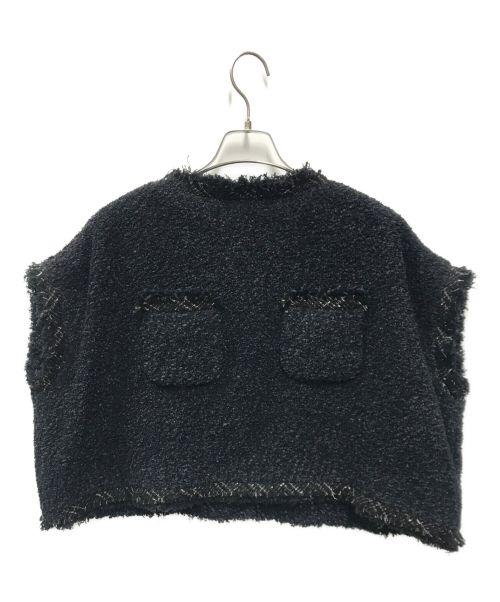 sacai（サカイ）sacai (サカイ) ツイード プルオーバー トップス ブラック サイズ:2の古着・服飾アイテム