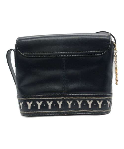 Yves Saint Laurent（イヴサンローラン）Yves Saint Laurent (イヴサンローラン) レザーショルダーバッグ ネイビーの古着・服飾アイテム