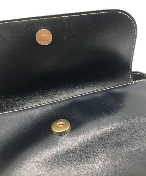 Yves Saint Laurent（イヴサンローラン）Yves Saint Laurent (イヴサンローラン) レザーショルダーバッグ ネイビーの古着・服飾アイテム