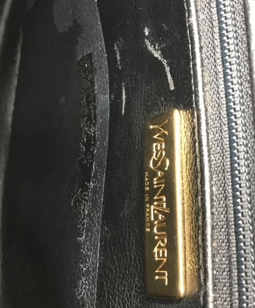 Yves Saint Laurent（イヴサンローラン）Yves Saint Laurent (イヴサンローラン) レザーショルダーバッグ ネイビーの古着・服飾アイテム