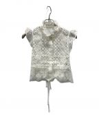 Snidelスナイデル）の古着「ジャガードレースペプラムブラウス」｜ホワイト