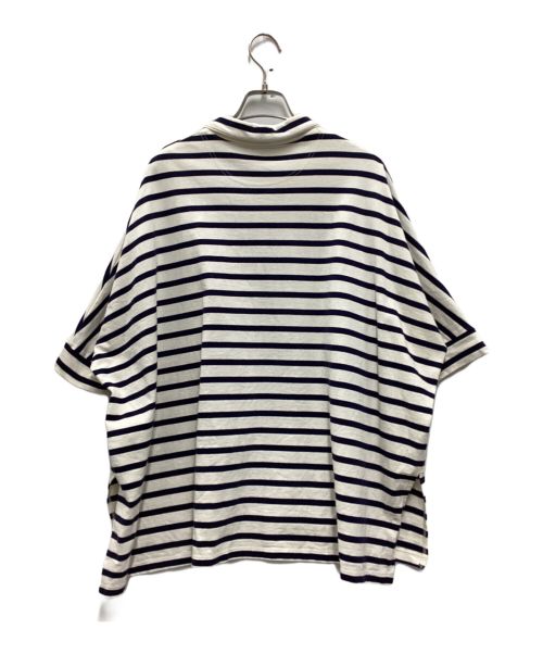 journal standard luxe（ジャーナルスタンダード ラックス）JOURNAL STANDARD LUXE (ジャーナルスタンダード リュクス) デラヴェジャージー ポロプルオーバー ホワイト×ネイビー サイズ:FREEの古着・服飾アイテム