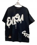EVISUエヴィス）の古着「グラフィティ ロゴ プリント ダメージ加工 ワイド フィット T シャツ」｜ブラック