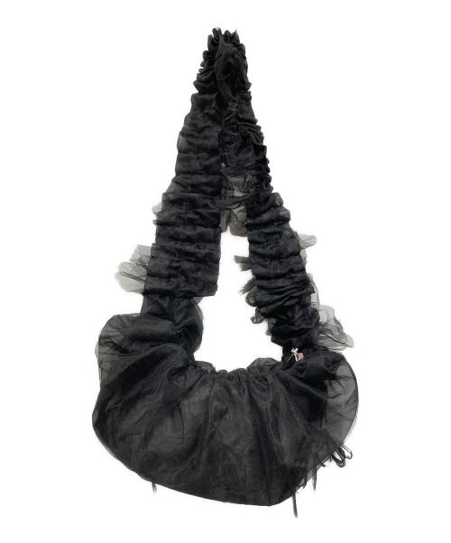 J1U by LA BELLE ETUDE（ジユウバイラベルエチュード）J1U by LA BELLE ETUDE (ジユウバイラベルエチュード) ギャザーフリルチュールドロストBAG ブラックの古着・服飾アイテム