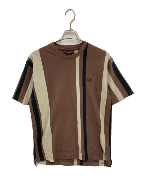 FRED PERRY（フレッドペリー）FRED PERRY (フレッドペリー) JOURNAL STANDARD (ジャーナルスタンダード) ストライプピケ Tシャツ ブラウン サイズ:Mの古着・服飾アイテム