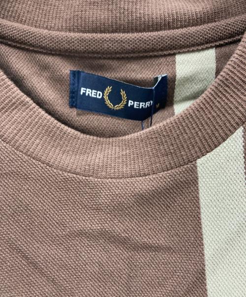 FRED PERRY（フレッドペリー）FRED PERRY (フレッドペリー) JOURNAL STANDARD (ジャーナルスタンダード) ストライプピケ Tシャツ ブラウン サイズ:Mの古着・服飾アイテム
