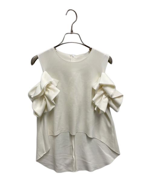 cygne（シーニュ）cygne (シーニュ) Ruffle Tank Short Sleeve Blouse ホワイトの古着・服飾アイテム