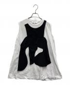 ENFOLDエンフォルド）の古着「CIRCLE DRAPE-VEST TANK-TOP」｜ホワイト×ブラック