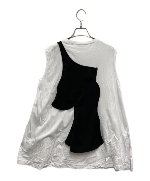 ENFOLD（エンフォルド）ENFOLD (エンフォルド) CIRCLE DRAPE-VEST TANK-TOP ホワイト×ブラック サイズ:SIZE 38の古着・服飾アイテム