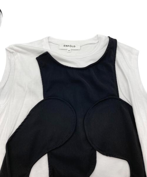 ENFOLD（エンフォルド）ENFOLD (エンフォルド) CIRCLE DRAPE-VEST TANK-TOP ホワイト×ブラック サイズ:SIZE 38の古着・服飾アイテム