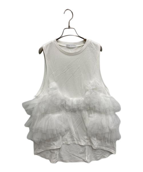 la belle etude（ラベルエチュード）la belle Etude (ラベルエチュード) ボリュームフリルチュールデザインカットタンク ホワイト サイズ:FREEの古着・服飾アイテム