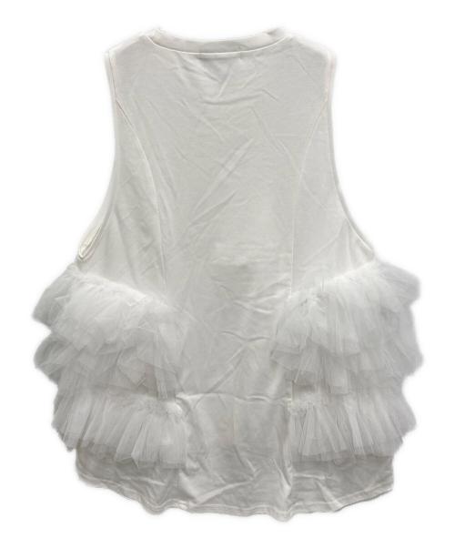 la belle etude（ラベルエチュード）la belle Etude (ラベルエチュード) ボリュームフリルチュールデザインカットタンク ホワイト サイズ:FREEの古着・服飾アイテム