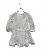 UNITED ARROWS TOKYOユナイテッドアローズトウキョウ）の古着「2トーン ドットジャカード フリルブラウス」｜ホワイト