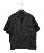 COMOLIコモリ）の古着「ウールシルク 半袖オープンカラーシャツ」｜ブラック