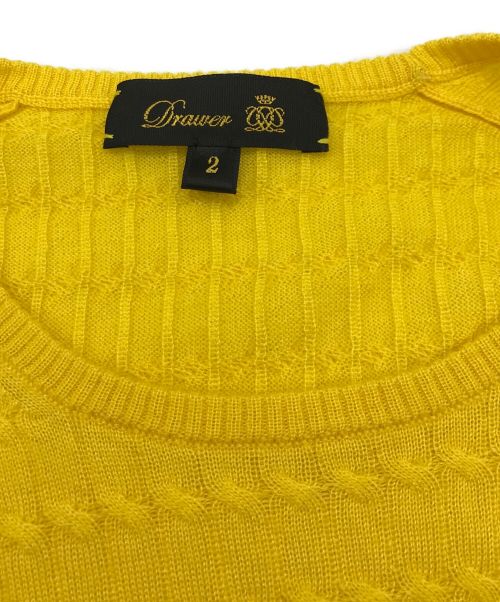 DRAWER（ドゥロワー）Drawer (ドゥロワー) カシミヤ ケーブルプルオーバー イエロー サイズ:2の古着・服飾アイテム