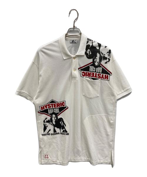 Hysteric Glamour（ヒステリックグラマー）Hysteric Glamour (ヒステリックグラマー) BAD GIRLプリントビッグポロシャツ ホワイト サイズ:Lの古着・服飾アイテム
