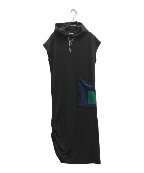 UN3D.（アンスリード）UN3D. (アンスリード) 異素材スウェットワンピース ブラック サイズ:38の古着・服飾アイテム