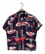 Shaheen's of HONOLULUシャヒーンズ オブ ホノルル）の古着「総柄オープンカラーシャツ」｜ネイビー