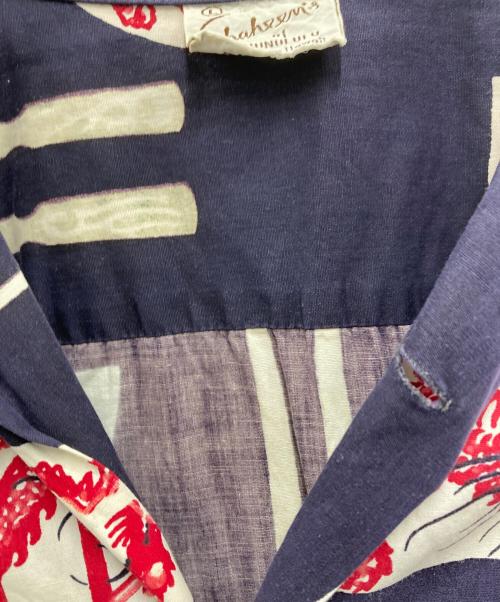 Shaheen's of HONOLULU（シャヒーンズ オブ ホノルル）Shaheen's of HONOLULU (シャヒーンズ オブ ホノルル) 総柄オープンカラーシャツ ネイビー サイズ:Lの古着・服飾アイテム