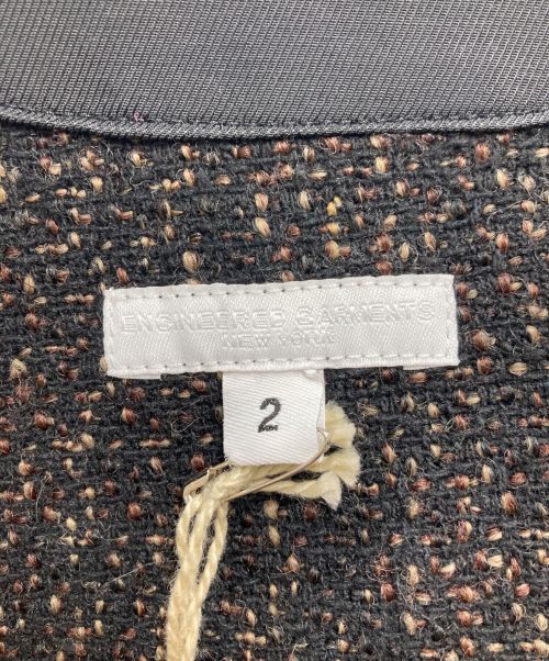 Engineered Garments（エンジニアド ガーメンツ）Engineered Garments (エンジニアド ガーメンツ) ツイード ブークレ ノーカラージャケット ブラウン サイズ:Mの古着・服飾アイテム