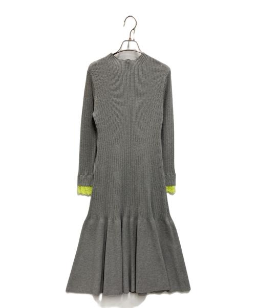 CELFORD（セルフォード）CELFORD (セルフォード) クロチェレースリブニットワンピース グレー サイズ:Sの古着・服飾アイテム