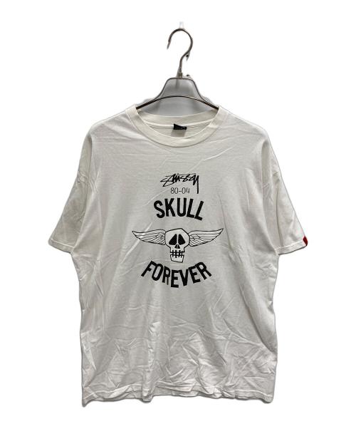 stussy（ステューシー）stussy (ステューシー) ［古着］スカルプリントTシャツ ホワイト サイズ:XLの古着・服飾アイテム