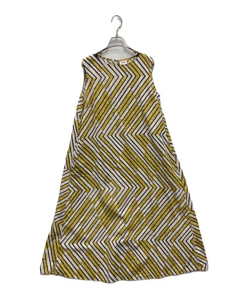 LE GLAZIK（ル グラジック）LE GLAZIK (ル グラジック) バティックノースリーブワンピース イエロー サイズ:36の古着・服飾アイテム
