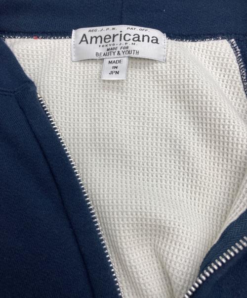 Americana（アメリカーナ）Americana (アメリカーナ) BEAUTY&YOUTH (ビューティーアンドユース) 裏毛サーマル ジップパーカー ネイビー サイズ:FREEの古着・服飾アイテム