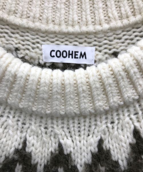 Coohem（コーヘン）Coohem (コーヘン) NORDIC KNIT SWEATER ホワイト サイズ:Lの古着・服飾アイテム