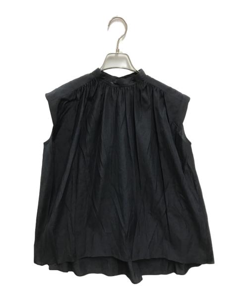 DRAWER（ドゥロワー）Drawer (ドゥロワー) PRE2 オーガンジーギャザー ノースリーブブラウス ブラック サイズ:36の古着・服飾アイテム