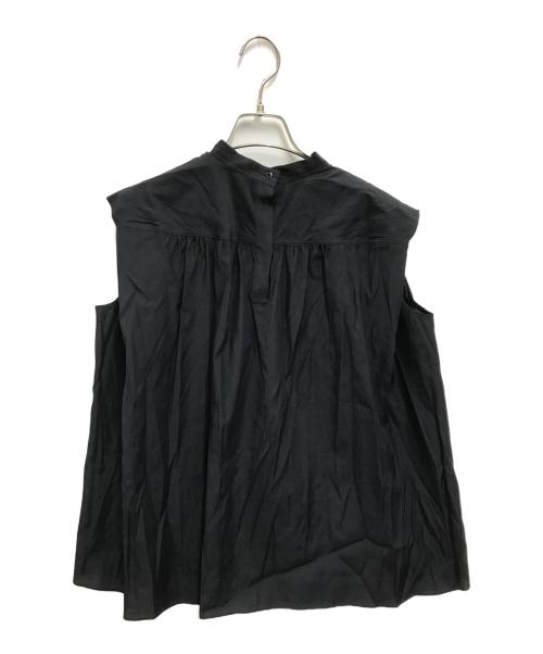 DRAWER（ドゥロワー）Drawer (ドゥロワー) PRE2 オーガンジーギャザー ノースリーブブラウス ブラック サイズ:36の古着・服飾アイテム
