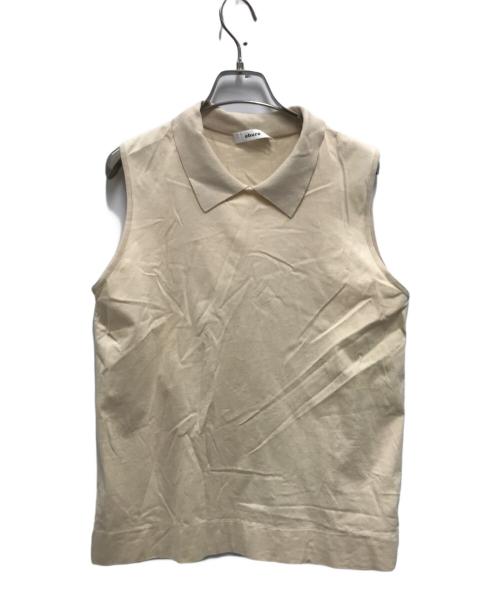 ebure（エブール）EBURE (エブール) ニットパーツコットン天竺カットソー ベージュ サイズ:FREEの古着・服飾アイテム