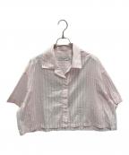 maison kitsuneメゾンキツネ）の古着「クロップドオープンカラーシャツ」｜ピンク