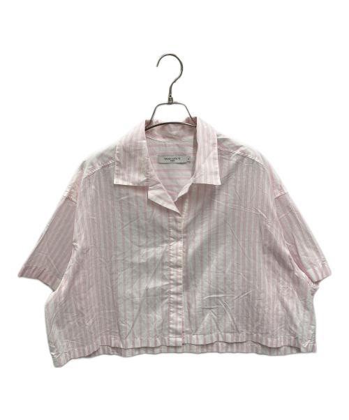 maison kitsune（メゾンキツネ）MAISON KITSUNE (メゾンキツネ) クロップドオープンカラーシャツ ピンク サイズ:36の古着・服飾アイテム