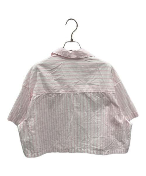 maison kitsune（メゾンキツネ）MAISON KITSUNE (メゾンキツネ) クロップドオープンカラーシャツ ピンク サイズ:36の古着・服飾アイテム