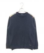 BLACK LABEL CRESTBRIDGEブラックレーベル クレストブリッジ）の古着「クルーネックヨークパッチニット」｜ブラック
