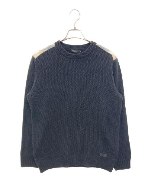 BLACK LABEL CRESTBRIDGE（ブラックレーベル クレストブリッジ）BLACK LABEL CRESTBRIDGE (ブラックレーベル クレストブリッジ) クルーネックヨークパッチニット ブラック サイズ:Mの古着・服飾アイテム