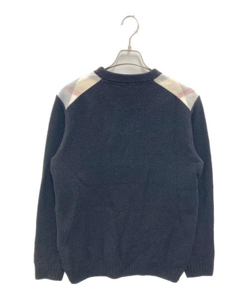 BLACK LABEL CRESTBRIDGE（ブラックレーベル クレストブリッジ）BLACK LABEL CRESTBRIDGE (ブラックレーベル クレストブリッジ) クルーネックヨークパッチニット ブラック サイズ:Mの古着・服飾アイテム