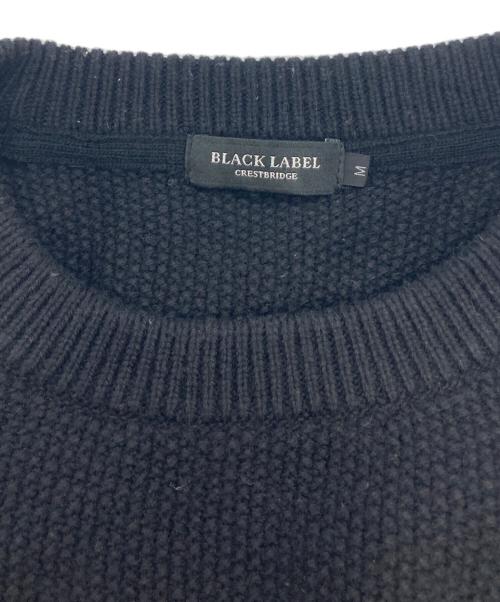 BLACK LABEL CRESTBRIDGE（ブラックレーベル クレストブリッジ）BLACK LABEL CRESTBRIDGE (ブラックレーベル クレストブリッジ) クルーネックヨークパッチニット ブラック サイズ:Mの古着・服飾アイテム